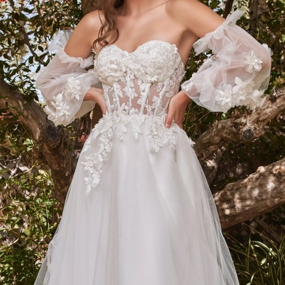NEW WHITE WEDDING BRIDAL EVENING LACE STRAPLESS LAYERED TULLR BALL GOWN CD 962W